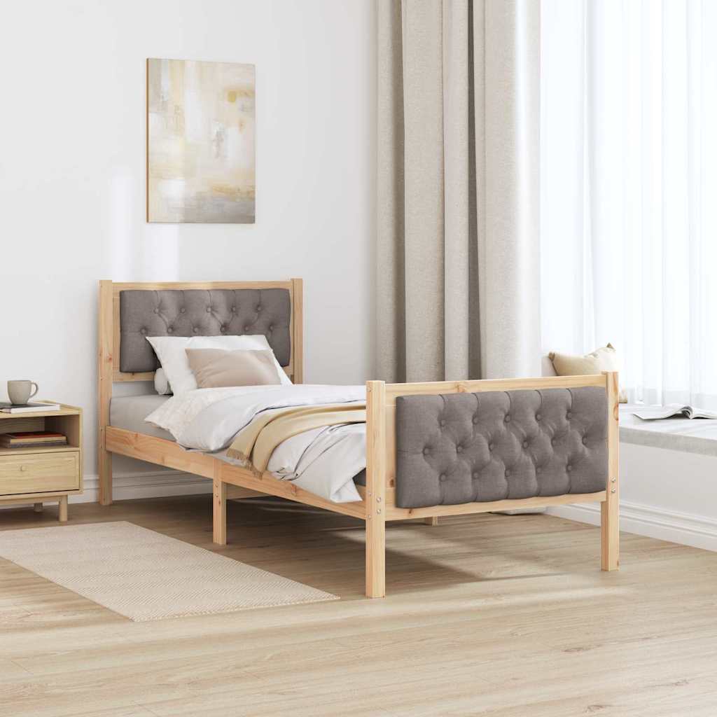 Rám Postele S Čelo Taupe 80 X 200 Cm Masivní Borové Dřevo