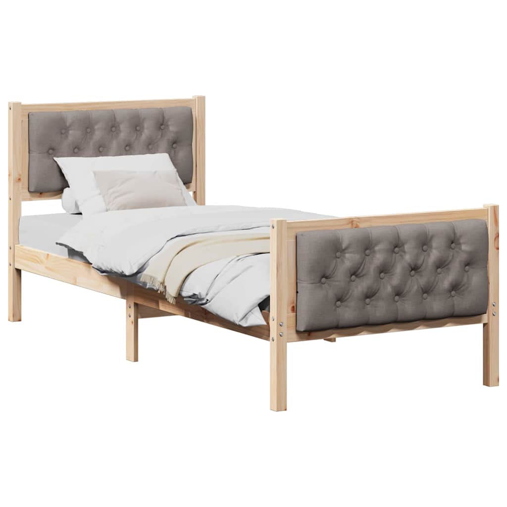 Rám Postele S Čelo Taupe 80 X 200 Cm Masivní Borové Dřevo
