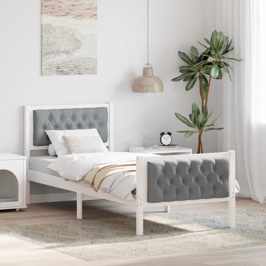 Rám Postele S Čelo Světle Šedá 80 X 200 Cm Masivní Borové Dřevo