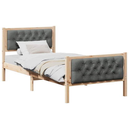 Rám Postele S Čelo Tmavě Šedá 90 X 190 Cm Masivní Borové Dřevo