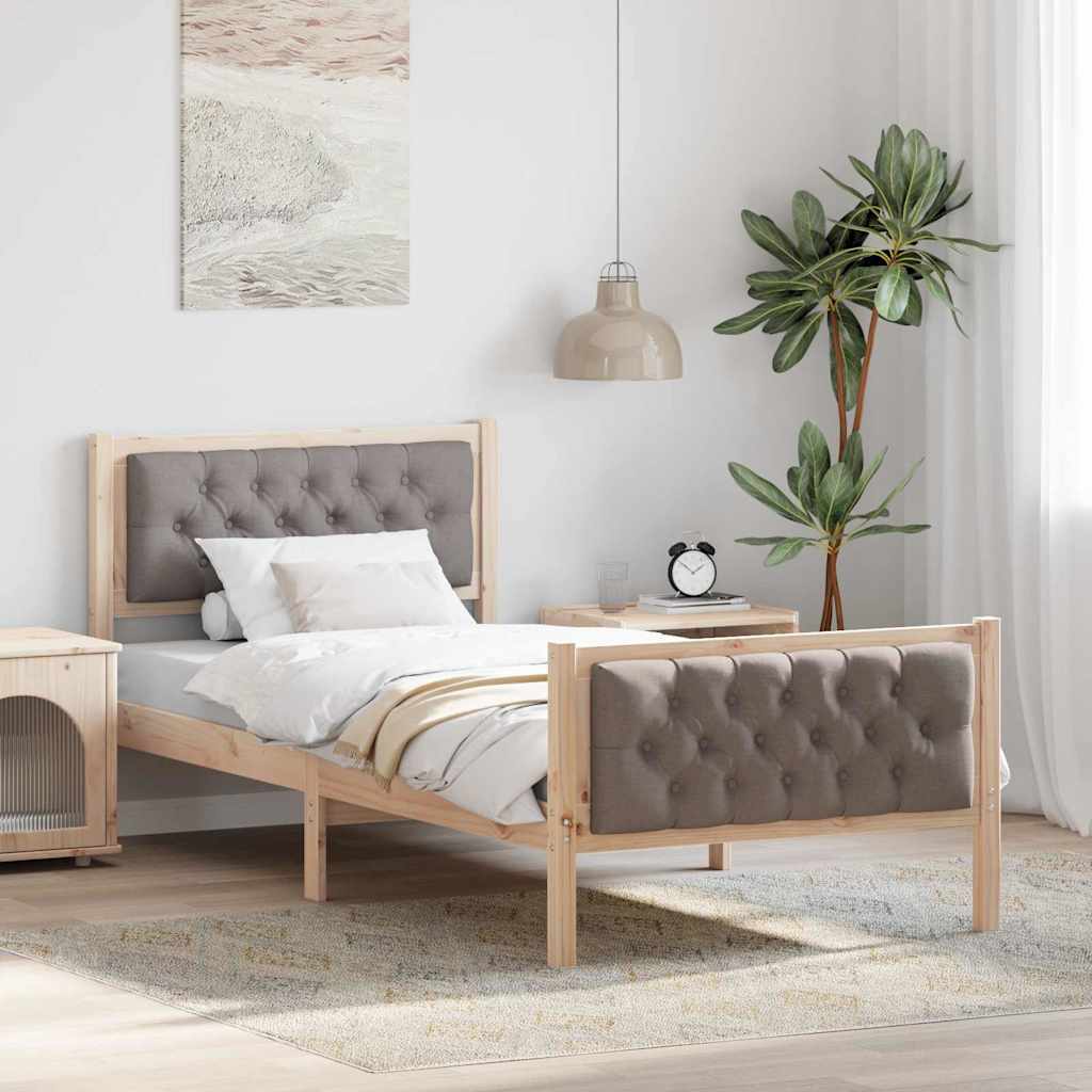 Rám Postele S Čelo Taupe 90 X 190 Cm Masivní Borové Dřevo