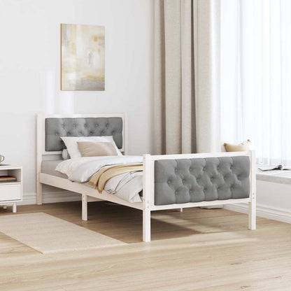 Rám Postele S Čelo Světle Šedá 90 X 190 Cm Masivní Borové Dřevo