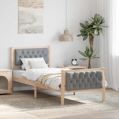 Rám Postele S Čelo Světle Šedá 75 X 190 Cm Masivní Borové Dřevo