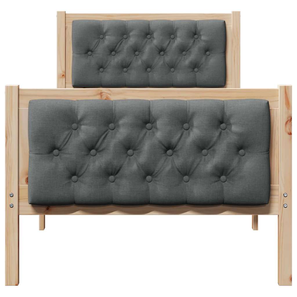 Rám Postele S Čelo Tmavě Šedá 75 X 190 Cm Masivní Borové Dřevo