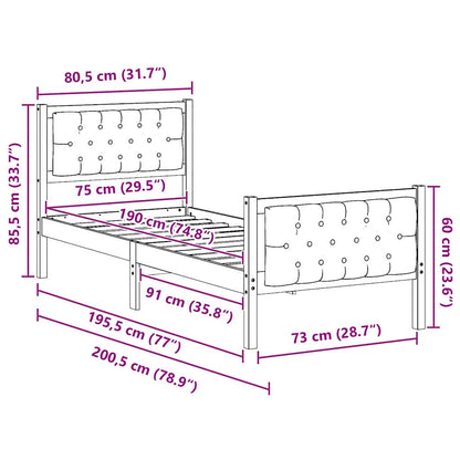 Rám Postele S Čelo Tmavě Šedá 75 X 190 Cm Masivní Borové Dřevo