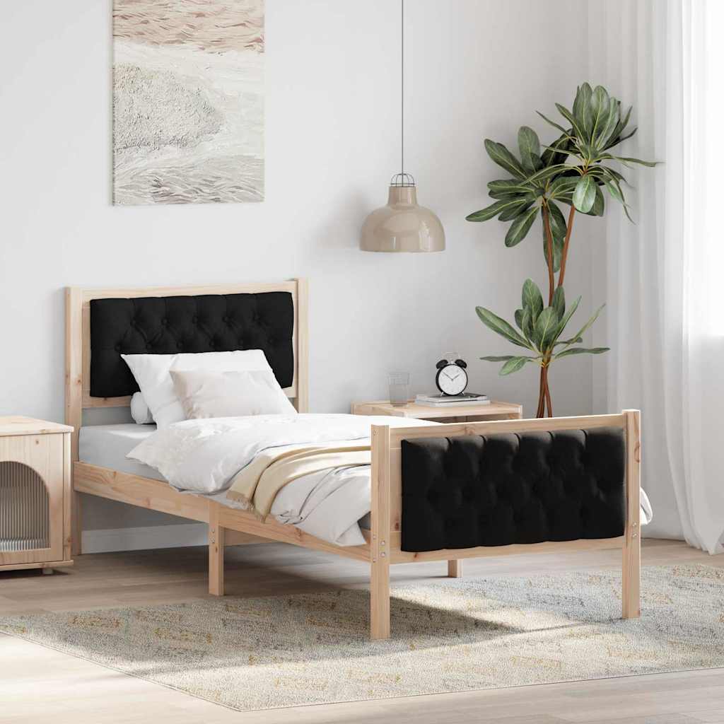 Rám Postele S Čelo Černá 75 X 190 Cm Masivní Borové Dřevo
