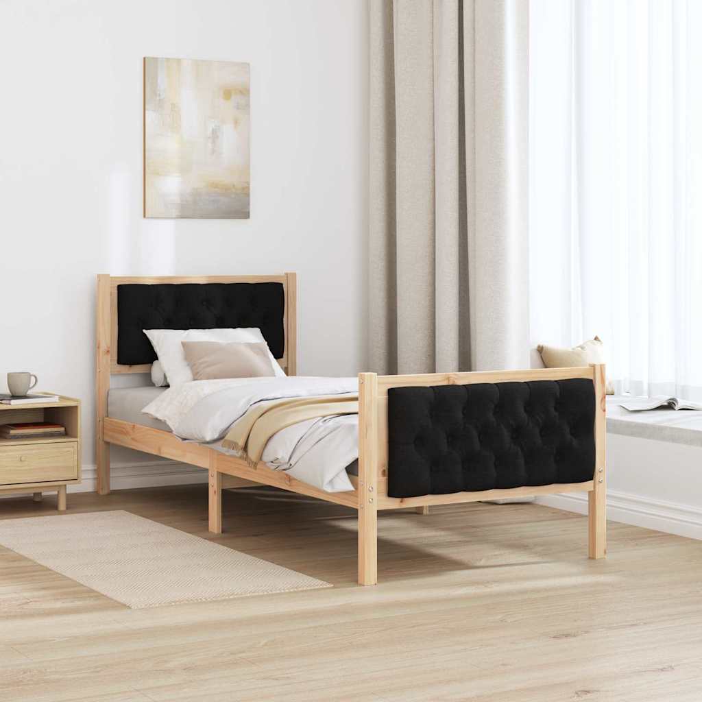 Rám Postele S Čelo Černá 75 X 190 Cm Masivní Borové Dřevo