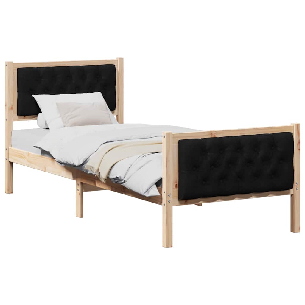 Rám Postele S Čelo Černá 75 X 190 Cm Masivní Borové Dřevo