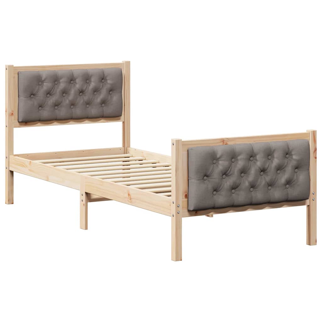 Rám Postele S Čelo Taupe 75 X 190 Cm Masivní Borové Dřevo