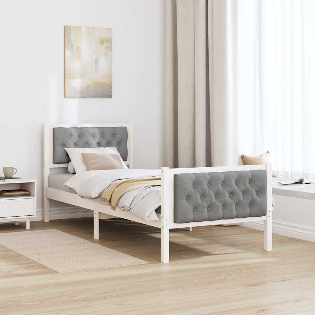 Rám Postele S Čelo Světle Šedá 75 X 190 Cm Masivní Borové Dřevo