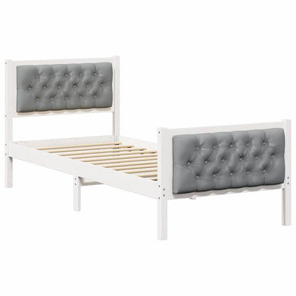 Rám Postele S Čelo Světle Šedá 75 X 190 Cm Masivní Borové Dřevo