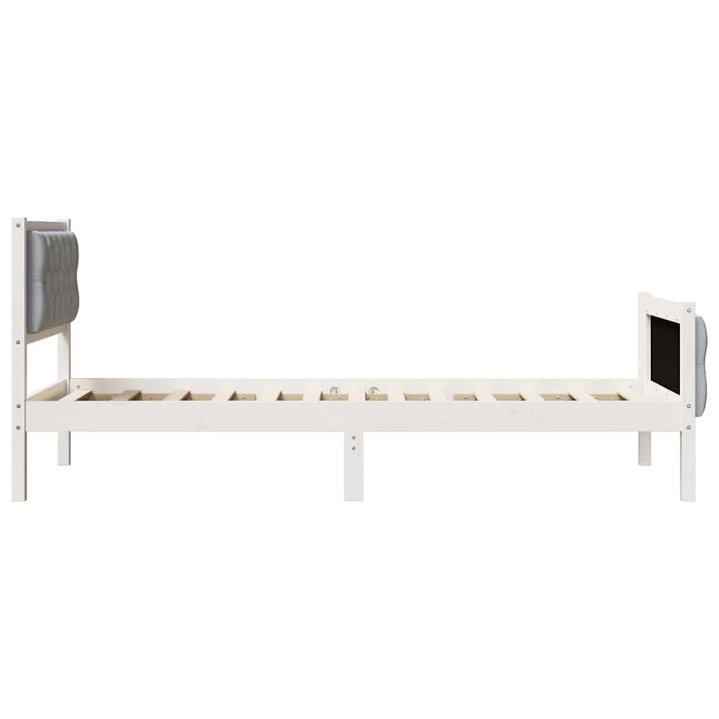 Rám Postele S Čelo Světle Šedá 75 X 190 Cm Masivní Borové Dřevo