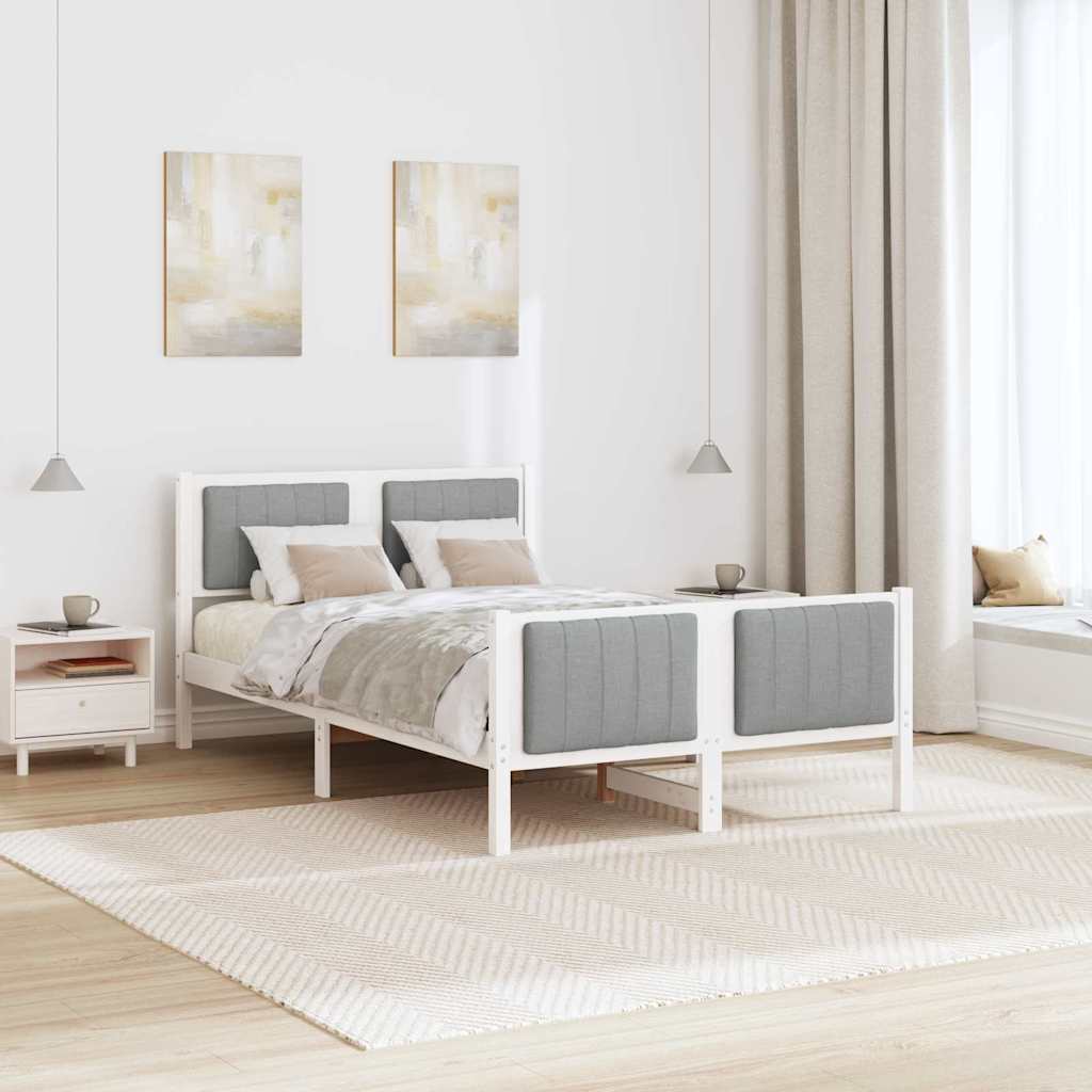 Rám Postele S Čelo Bílá A Světle Šedá 120 X 200 Cm