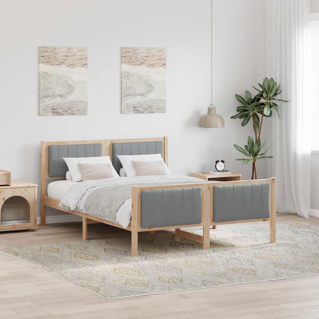 Rám Postele S Čelo Hnědá A Světlá Šedá 135 X 190 Cm