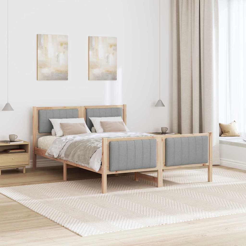 Rám Postele S Čelo Hnědá A Světlá Šedá 135 X 190 Cm