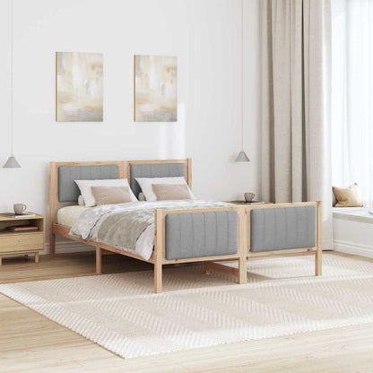 Rám Postele S Čelo Hnědá A Světlá Šedá 135 X 190 Cm