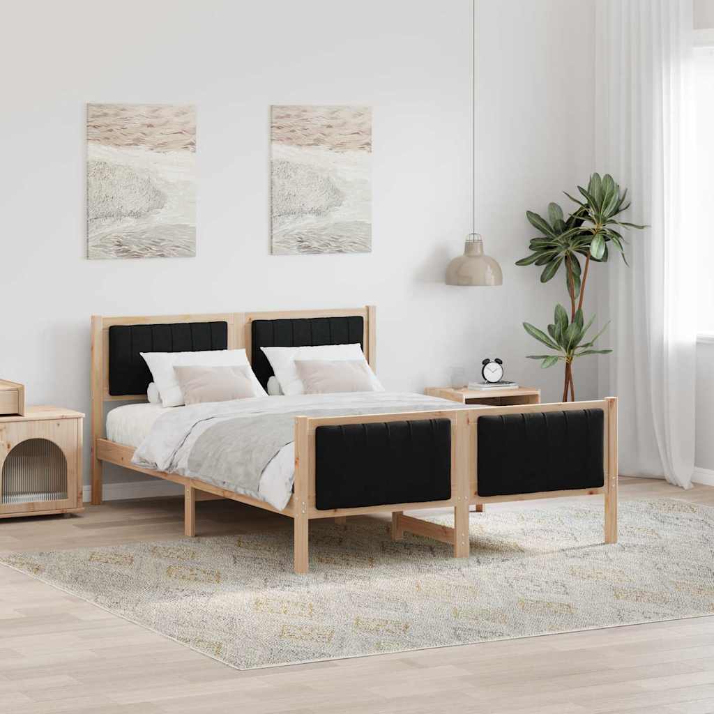 Rám Postele Hnědo-Černá 135 X 190 Cm Masivní Borovicové Dřevo