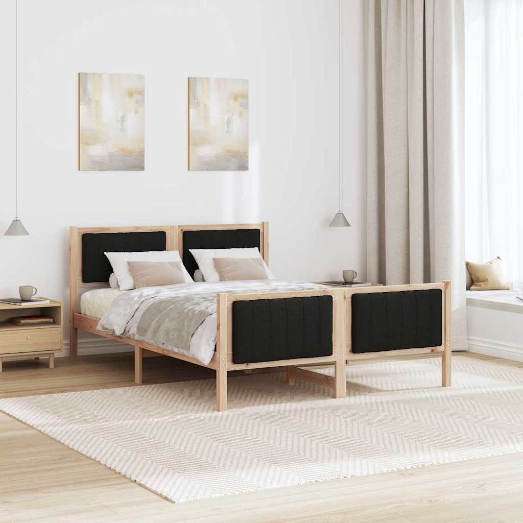 Rám Postele Hnědo-Černá 135 X 190 Cm Masivní Borovicové Dřevo