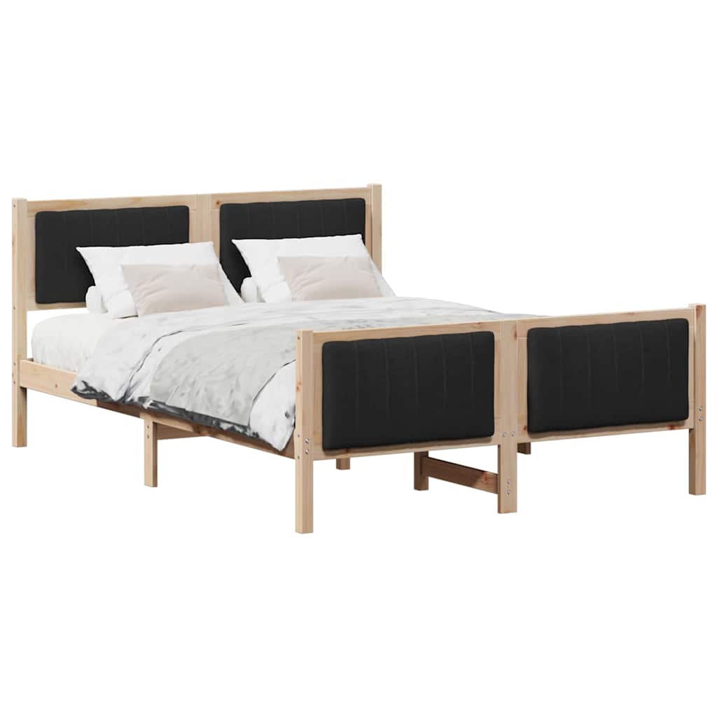 Rám Postele Hnědo-Černá 135 X 190 Cm Masivní Borovicové Dřevo