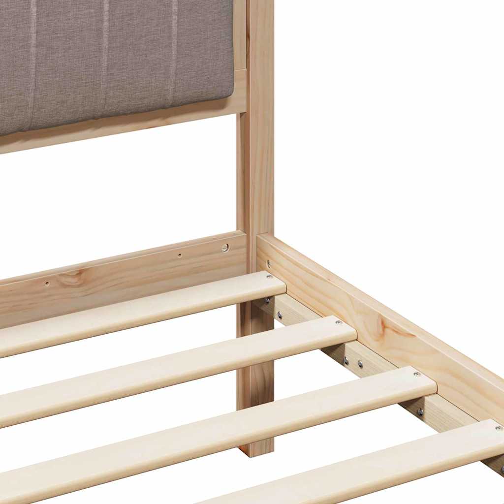 Rám Postele Hnědá A Taupe 135 X 190 Cm Masivní Borovicové Dřevo