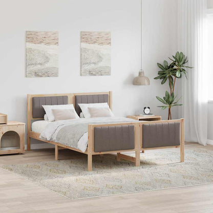 Rám Postele Hnědá A Taupe 135 X 190 Cm Masivní Borovicové Dřevo