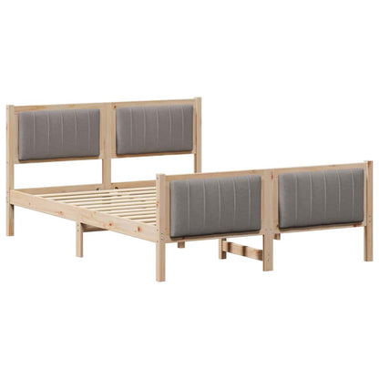 Rám Postele Hnědá A Taupe 135 X 190 Cm Masivní Borovicové Dřevo