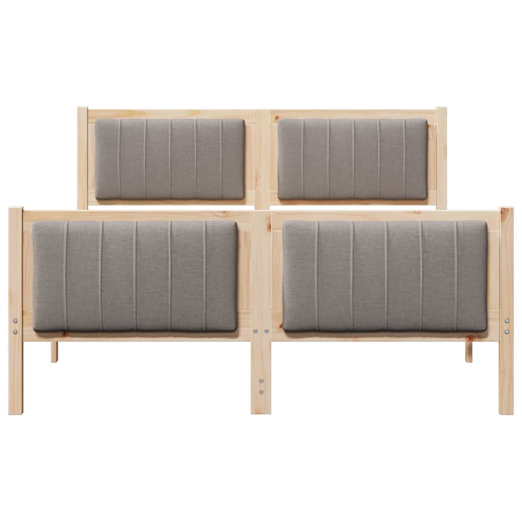 Rám Postele Hnědá A Taupe 135 X 190 Cm Masivní Borovicové Dřevo