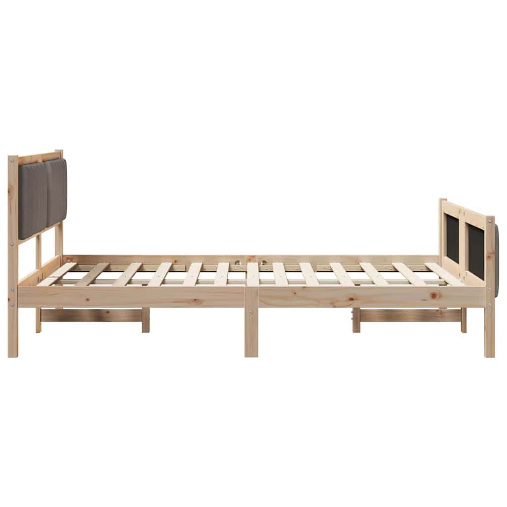Rám Postele Hnědá A Taupe 135 X 190 Cm Masivní Borovicové Dřevo