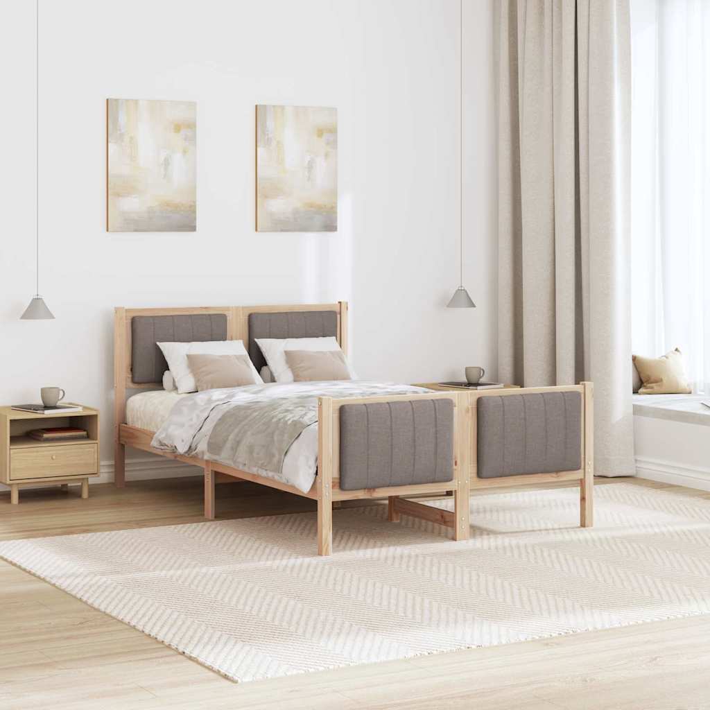 Rám Postele Hnědá A Taupe 120 X 190 Cm Masivní Borovicové Dřevo