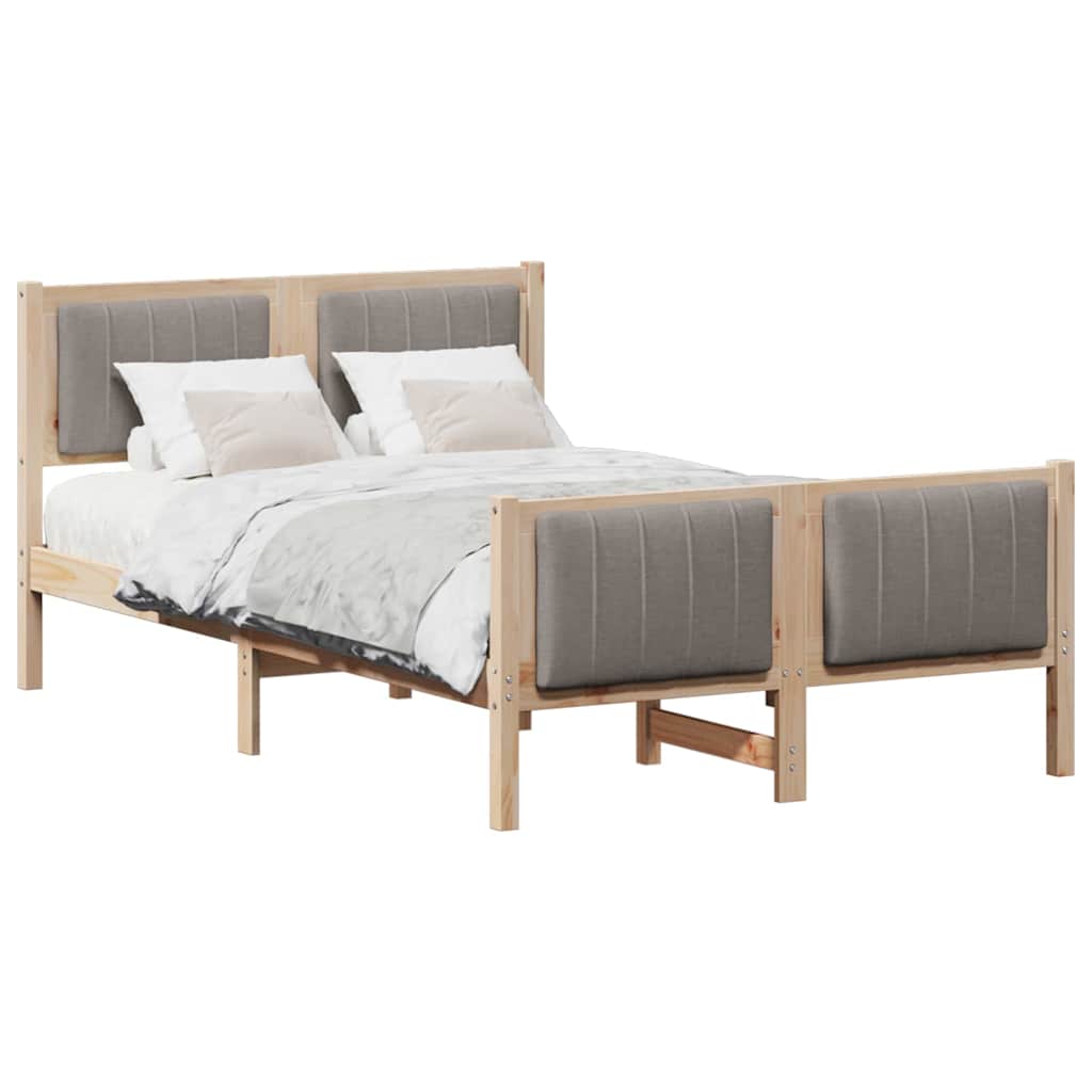 Rám Postele Hnědá A Taupe 120 X 190 Cm Masivní Borovicové Dřevo
