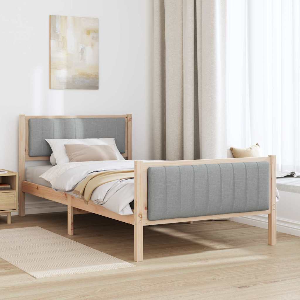Rám Postele S Čelo Hnědá A Světlá Šedá 100 X 200 Cm