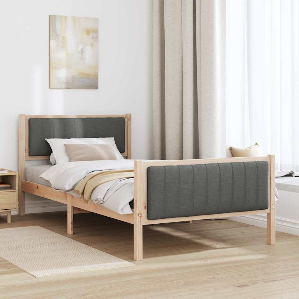 Rám Postele S Čelo Hnědá A Tmavě Šedá 100 X 200 Cm