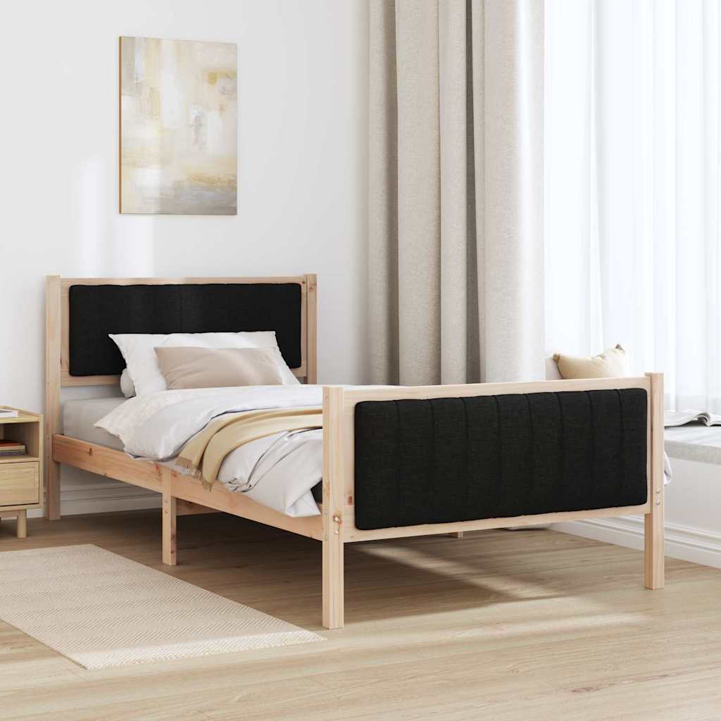 Rám Postele Hnědo-Černá 100 X 200 Cm Masivní Borovicové Dřevo