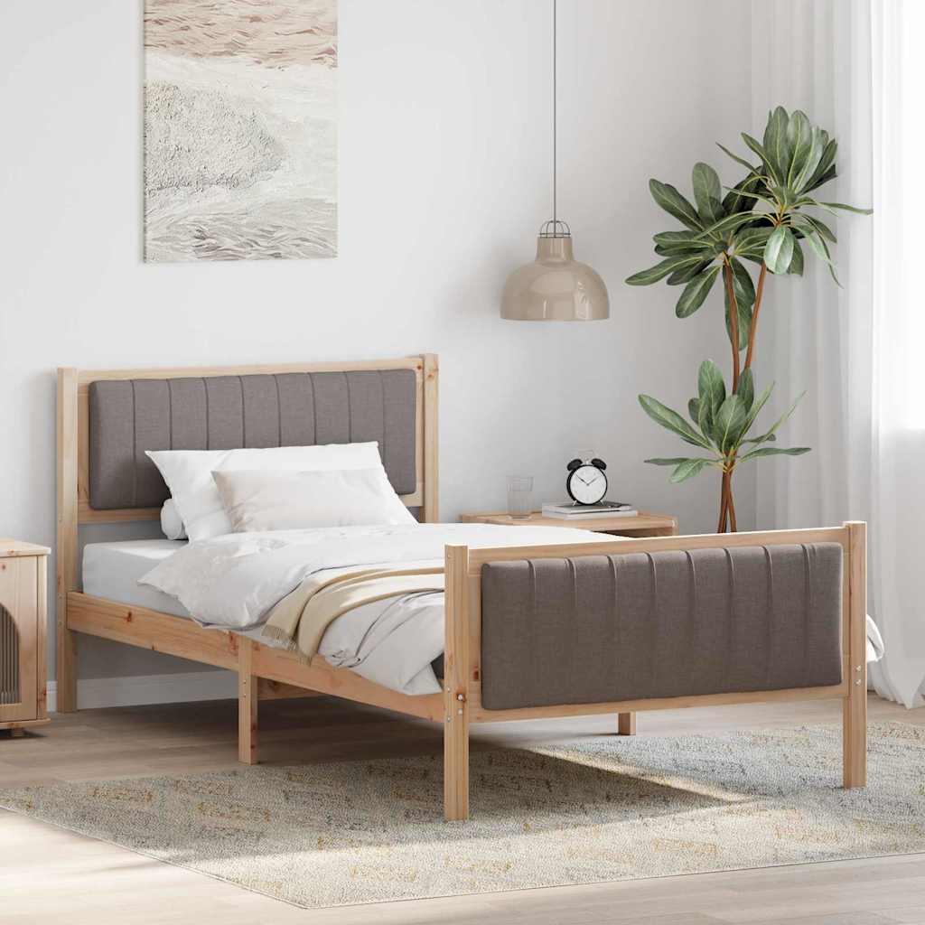 Rám Postele Hnědá A Taupe 100 X 200 Cm Masivní Borovicové Dřevo