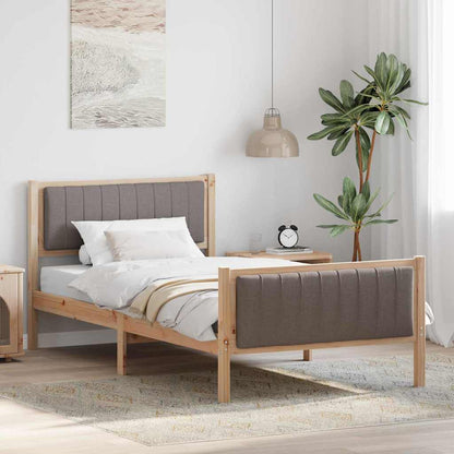 Rám Postele Hnědá A Taupe 100 X 200 Cm Masivní Borovicové Dřevo