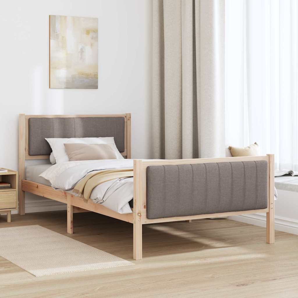 Rám Postele Hnědá A Taupe 100 X 200 Cm Masivní Borovicové Dřevo