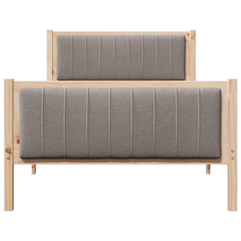 Rám Postele Hnědá A Taupe 100 X 200 Cm Masivní Borovicové Dřevo