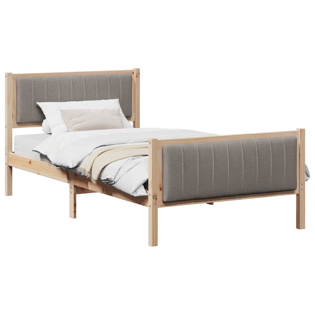 Rám Postele Hnědá A Taupe 100 X 200 Cm Masivní Borovicové Dřevo
