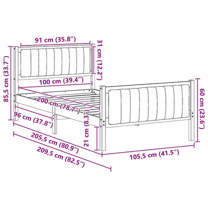 Rám Postele Hnědá A Taupe 100 X 200 Cm Masivní Borovicové Dřevo