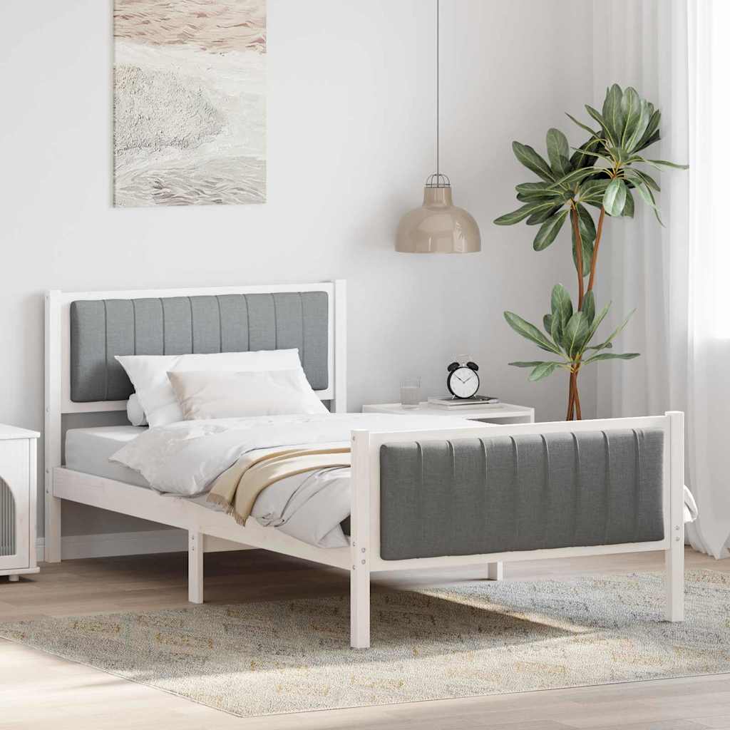 Rám Postele S Čelo Bílá A Světle Šedá 100 X 200 Cm
