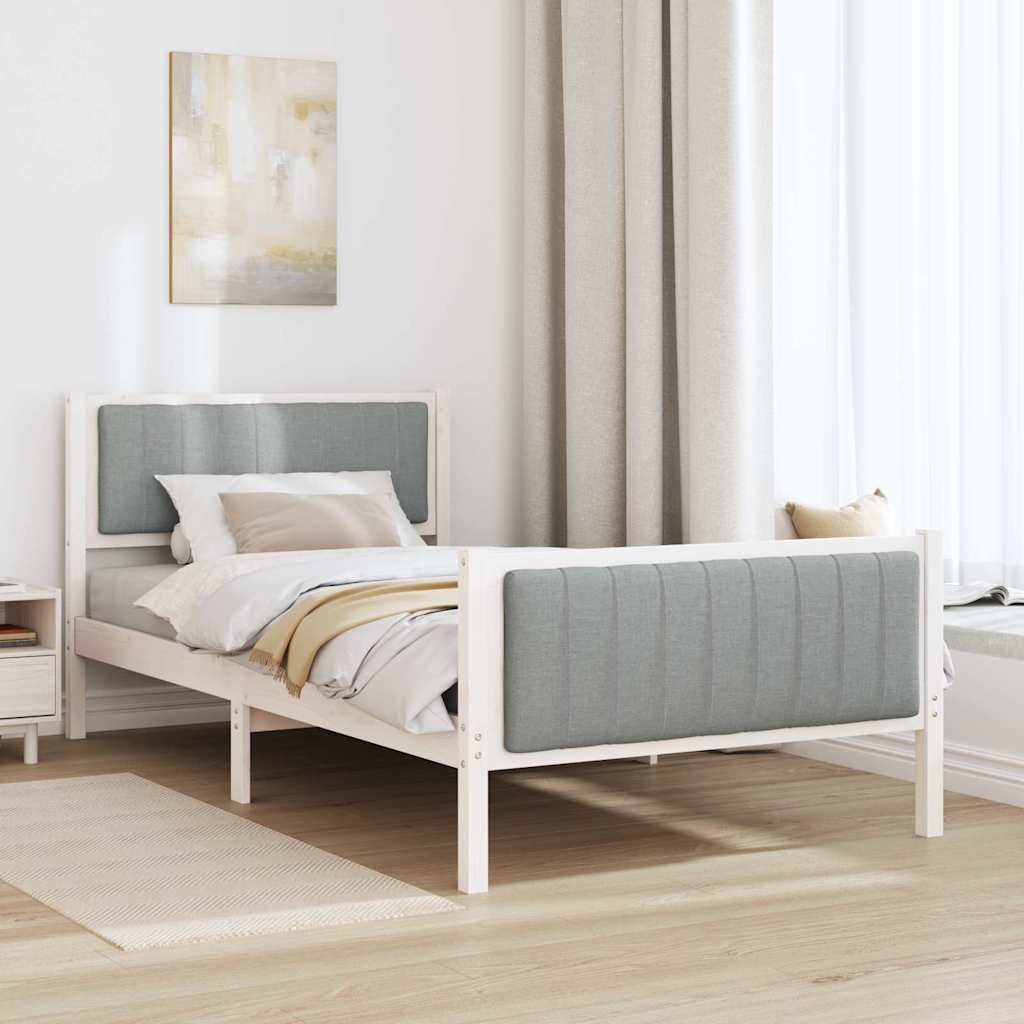 Rám Postele S Čelo Bílá A Světle Šedá 100 X 200 Cm