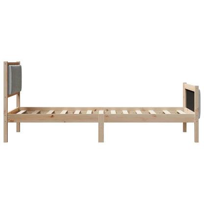 Rám Postele S Čelo Hnědá A Světlá Šedá 90 X 200 Cm