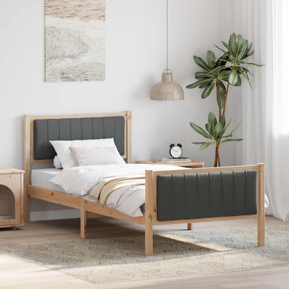 Rám Postele S Čelo Hnědá A Tmavě Šedá 90 X 200 Cm