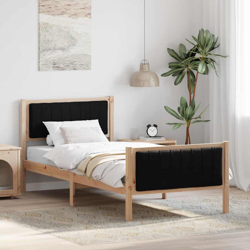 Rám Postele Hnědo-Černá 90 X 200 Cm Masivní Borovicové Dřevo