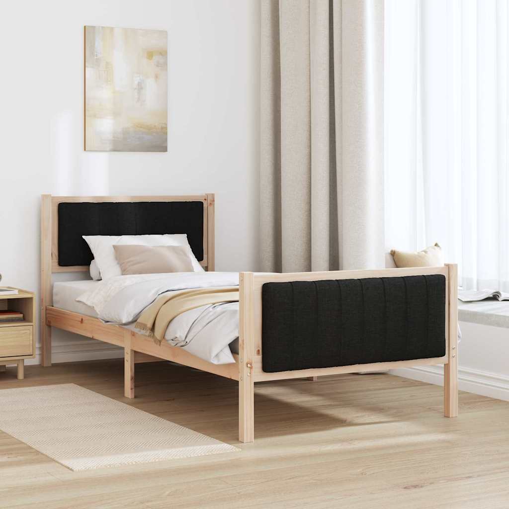 Rám Postele Hnědo-Černá 90 X 200 Cm Masivní Borovicové Dřevo