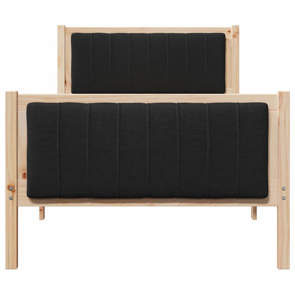 Rám Postele Hnědo-Černá 90 X 200 Cm Masivní Borovicové Dřevo
