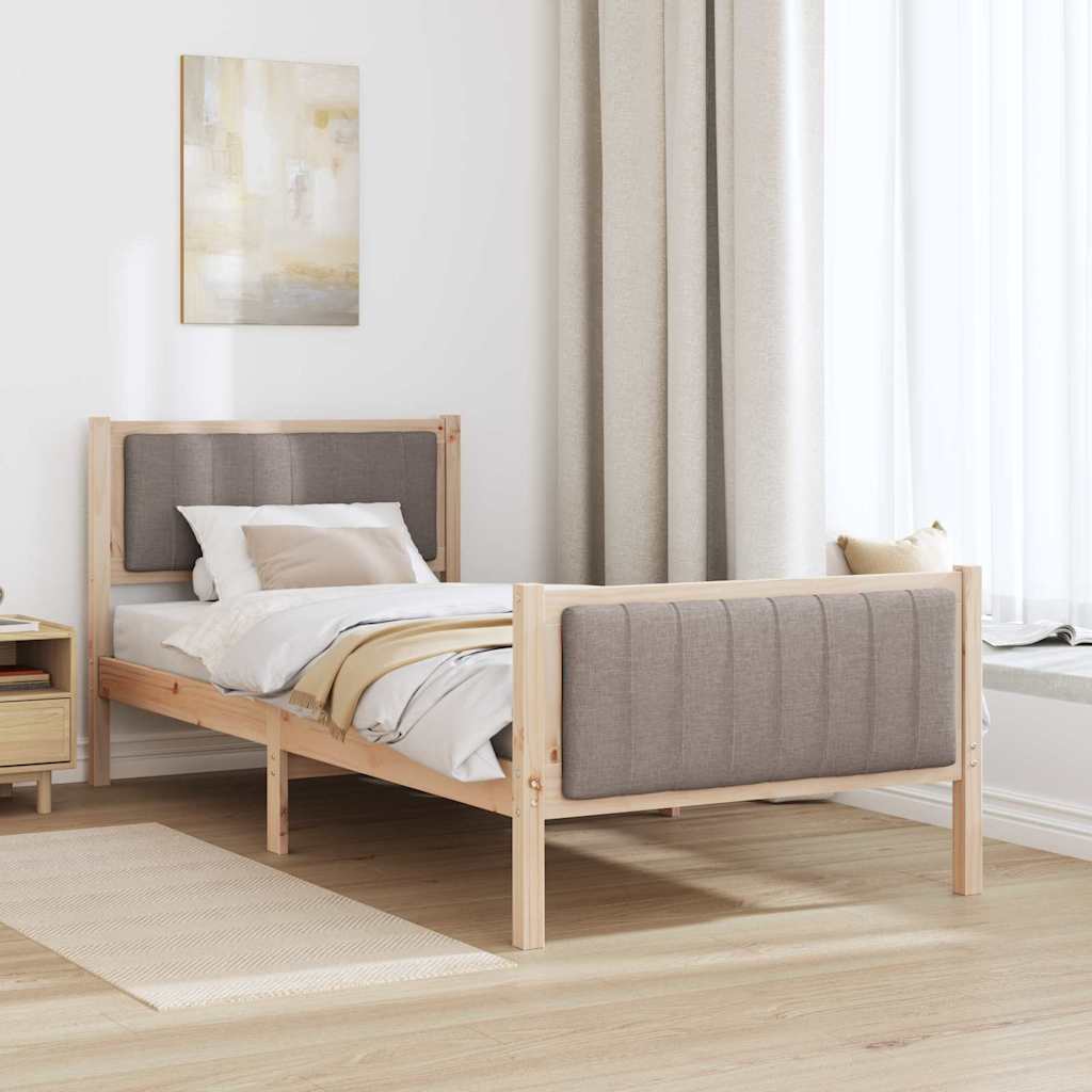 Rám Postele Hnědá A Taupe 90 X 200 Cm Masivní Borovicové Dřevo