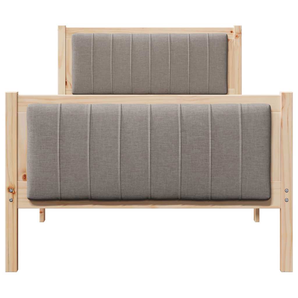 Rám Postele Hnědá A Taupe 90 X 200 Cm Masivní Borovicové Dřevo