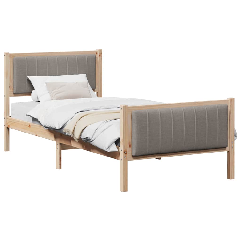 Rám Postele Hnědá A Taupe 90 X 200 Cm Masivní Borovicové Dřevo