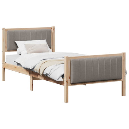 Rám Postele Hnědá A Taupe 90 X 200 Cm Masivní Borovicové Dřevo